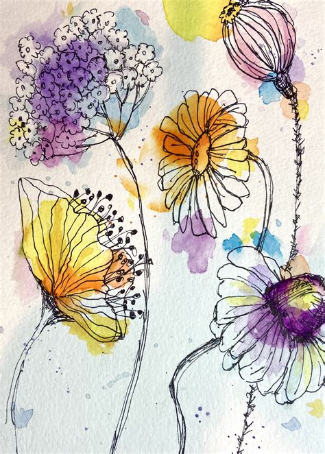 Watercolor Flower Art: Doodle and Paintings