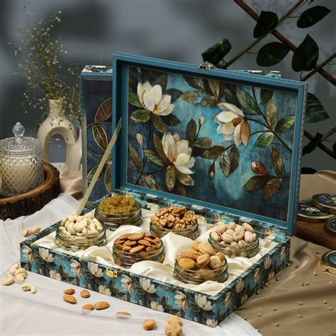 Riwaz Blue Floral Dry Fruit Gift Box | Premium Assorted Nuts in Elegan ...