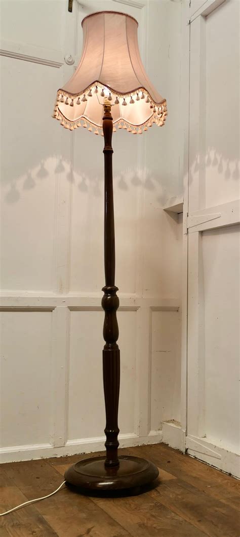 Turned Walnut Floor Lamp, Standard Lamp For Sale at 1stDibs