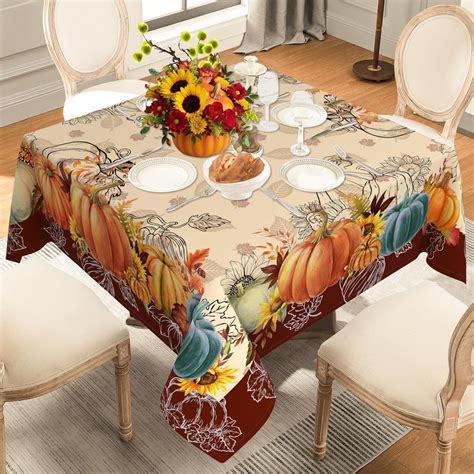 Fall Square Tablecloth, Square Fall Tablecloth 60 Inch, Autumn Pumpkin ...