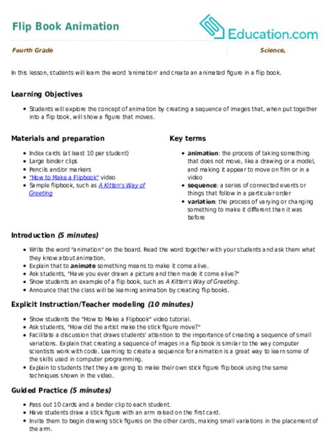 Image result for Animation Lesson Plan