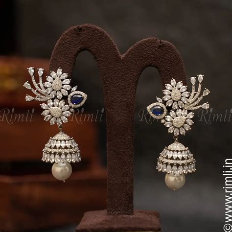 Sara Zircon Jhumka - Blue