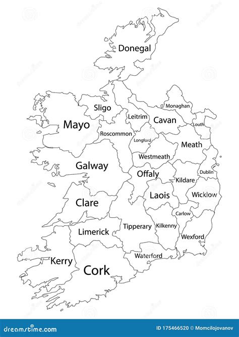 Counties Map of Ireland stock vector. Illustration of coat - 175466520