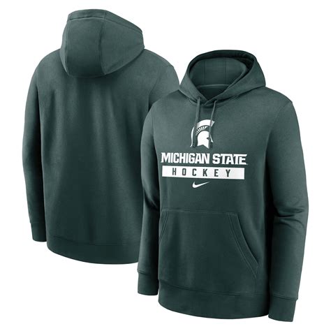 Men's Nike Green Michigan State Spartans Hockey Stack Fleece Pullover ...