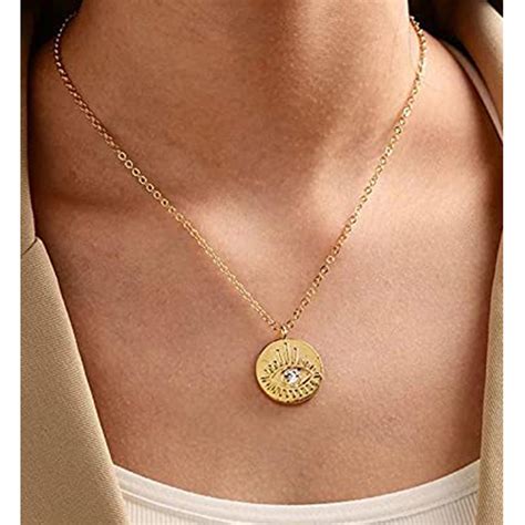 Gold Plated Round Evil Eye Pendant – Vembley