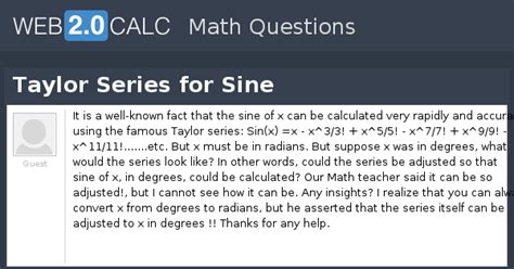 View question - Taylor Series for Sine