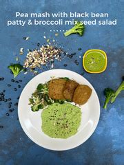 Pea Mash with Black Bean Patty and Broccoli Mix Seed Salad – Lean Meal Co