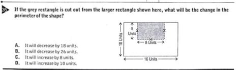 If the grey rectangle is cut out from the larger rectangle, what will ...