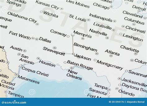 White Pin Needle into Jackson City of United States of America Political Map Stock Photo - Image ...