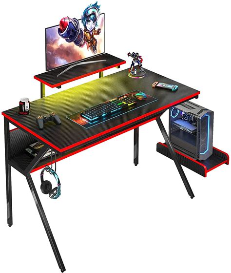 Buy Bestier 44 inch Gaming Desk with Monitor Stand Black Online at ...