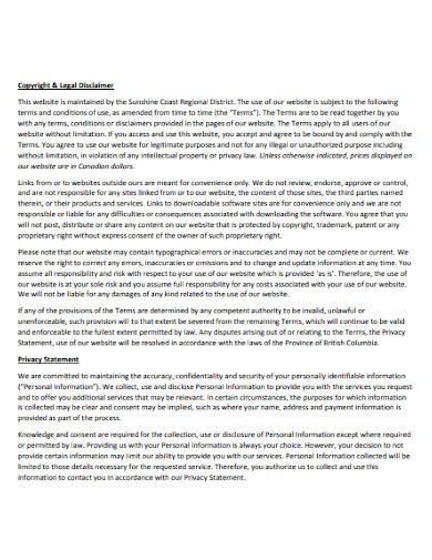 Image result for General Disclaimer Example