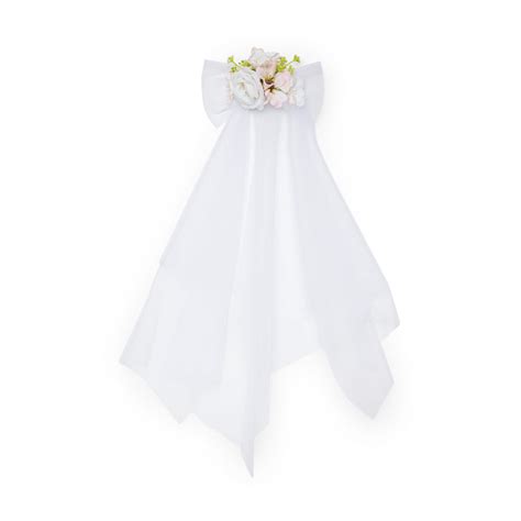 White Hair Bow with Veil Flower Embellishments One Piece – Radhu & Kabby