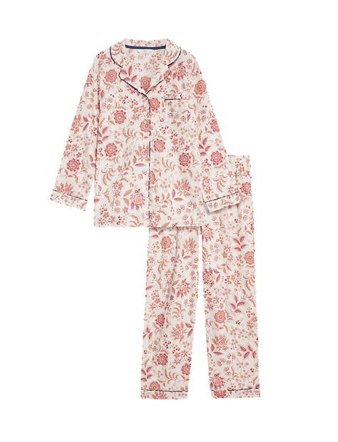 Buy Pure Cotton Floral Pyjama Set at Marks & Spencer