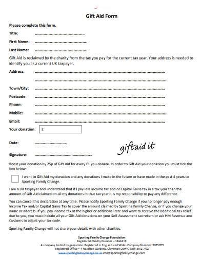 Image result for Downloadable Gift Aid Form