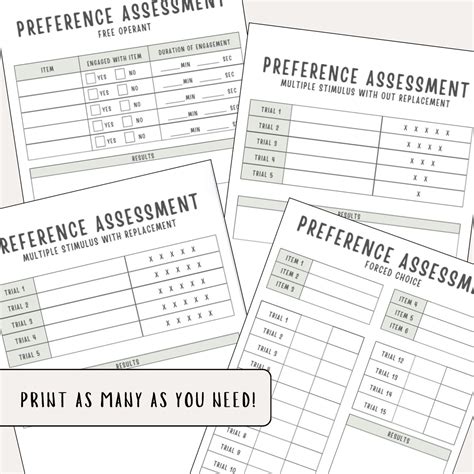Preference Assessment Template Bundle, Printable, Digital File, Forced ...