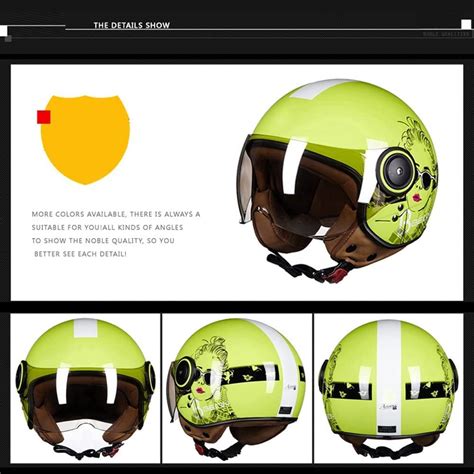 Buy Motorcycle Helmet, Retro Open-Face Half Helmet Adult Motorbike ...