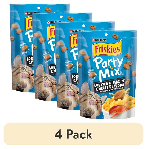 (4 pack) Purina Friskies Party Mix Cat Treats, Lobster and Mac 'N ...