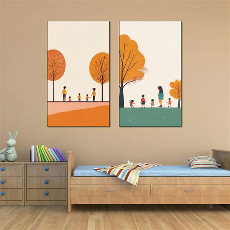 Children's Joyful Outdoor Playtime Canvas Wall Painting for Kids Room ...