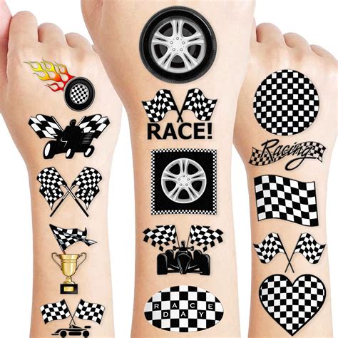 Amazon.com: 96 PCS Funny Race Car Checkered Flags Pre-Cut Temporary ...