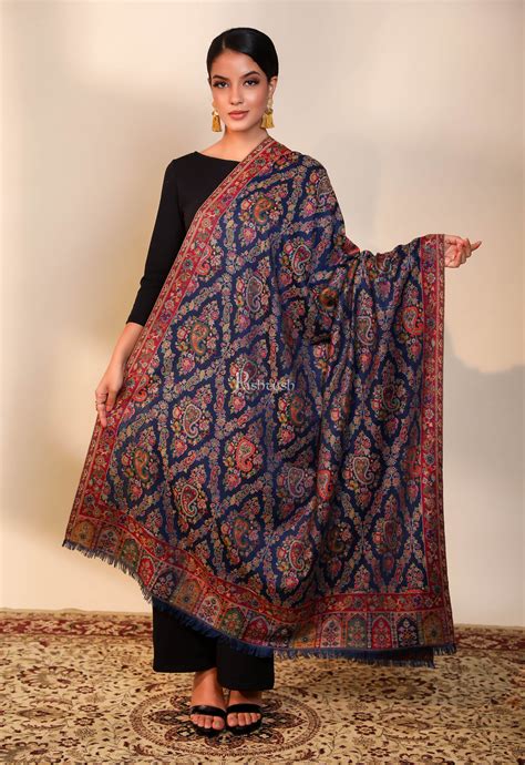 Pashtush women faux pashmina shawl, ethnic weave design, multi color ...