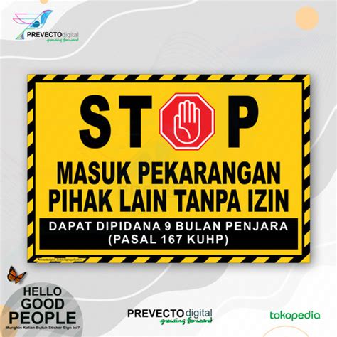 Jual Sticker Safety Sign K3 Rambu Dilarang Masuk Pekarangan Pihak Lain ...