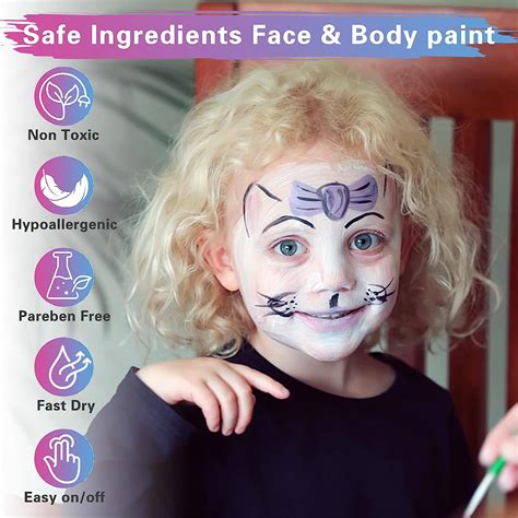 Buy Face Paint Kit for Kids - 35 Stencils,19 Water Based Face Paint ...
