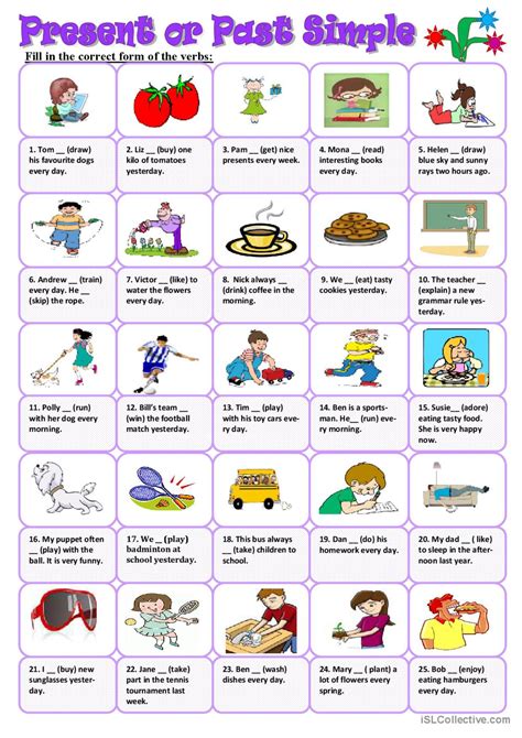 Present Simple Past Simple 的图像结果