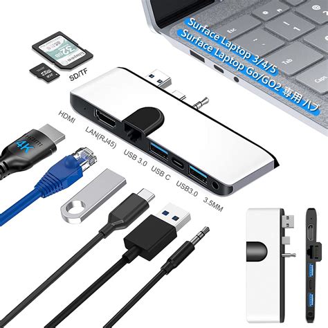 Amazon | Microsoft Surface laptop Go 2/1 laptop 5/4/3 専用 USBハブ 4K HDMI ...
