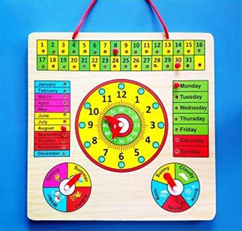 Buy Simple Days Wooden Calendar Board Multifunctional Teaching Clock ...
