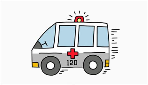 卡通120救护车简笔画卡通画画法 救护车儿童画手绘简易教程 救护车怎么画[ 图片/4P ] - 优艺星