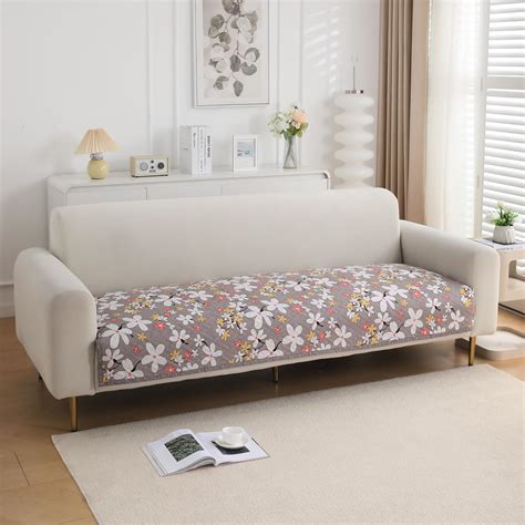 Printed Quilted Sofa Cover Mats, Pastel Brown Sandwort Flower – HOKIPO ...