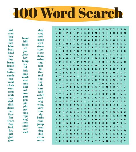 100 Word Printable Word Search - Printable Word Searches