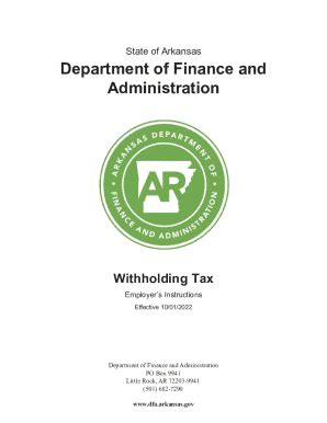 AR DFA Withholding Tax Instructions For Employers 2022-2026 - Fill and ...