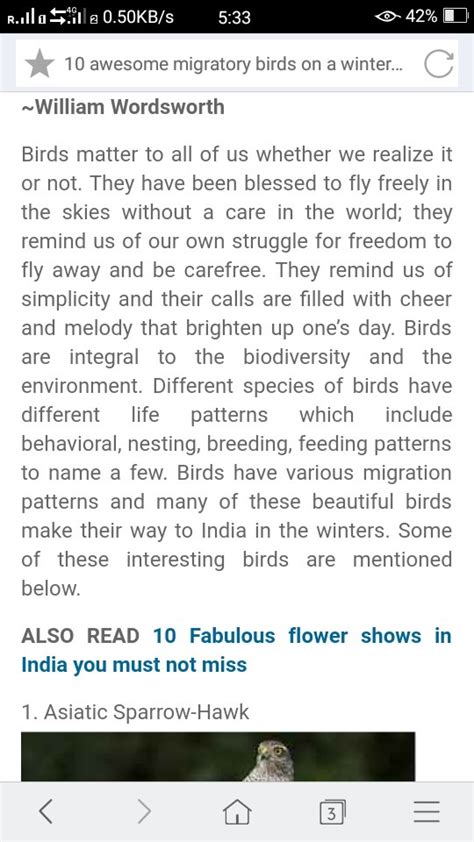 Write an article on 'Migration of birds during winter' - Brainly.in