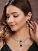 Buy Saraf RS Jewellery Silver Plated Blue Zircon Minimal Necklace ...
