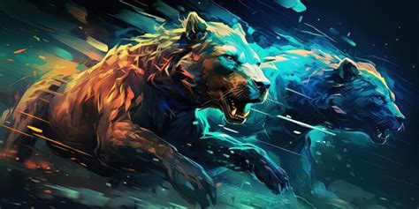 Bulls and a bear symbol of the stock market trading | Premium AI ...