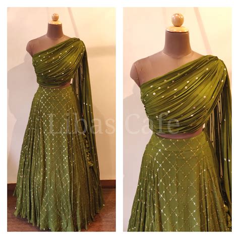 Henna Green Drape Lehenga – LIBAS CAFE