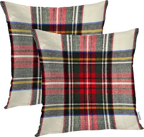 Amazon.com: Batmerry Red White Plaid Decorative Pillow Covers, 20 x 20 ...