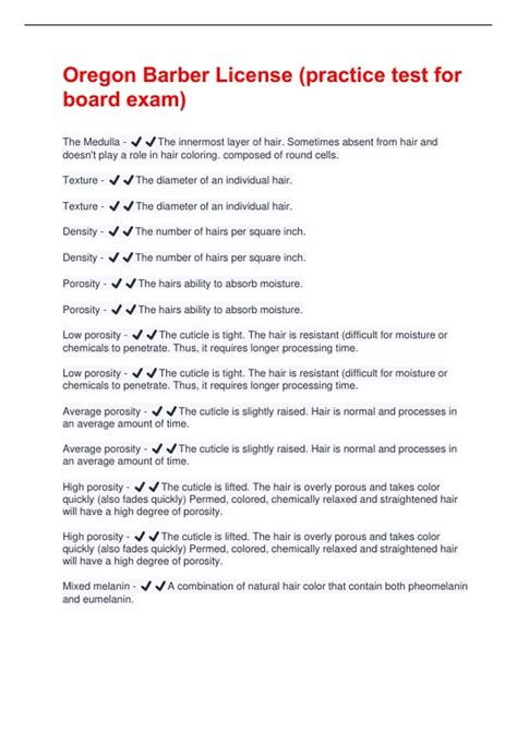 Oregon Barber License (practice test for board exam) Questions And ...