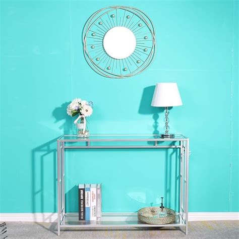 ANASIA HANDICRAFTS Glass Console Table,Narrow Console Table for ...