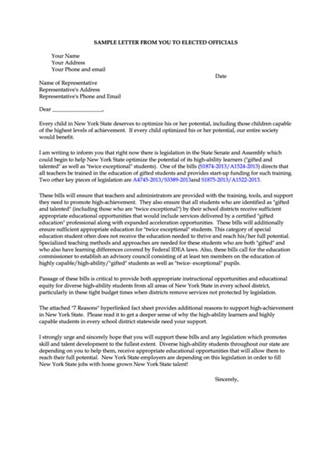 Sample Letter to Politician 的图像结果