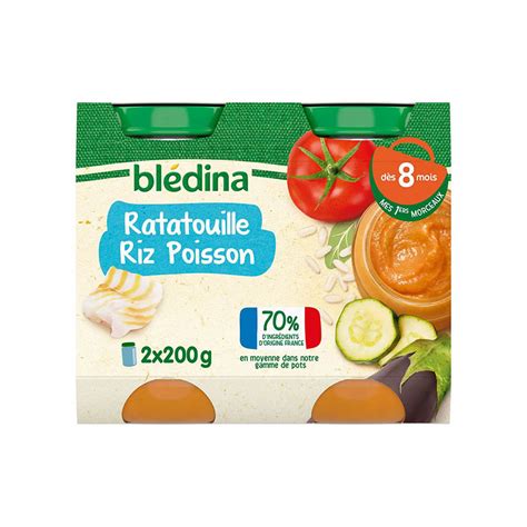 Blédina Petits Pots Ratatouille Riz Poisson From 6 Months - Baby food ...
