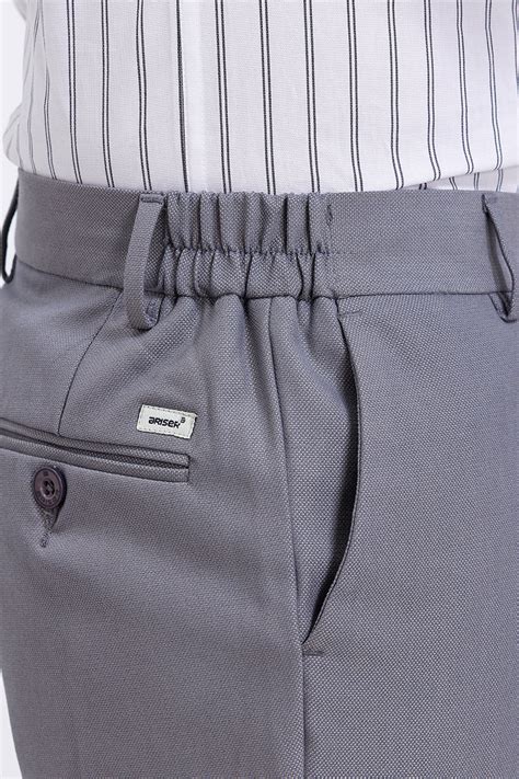 Flexi Fit - Frost Gray Stretchable Formal Trousers For Men | Ariser