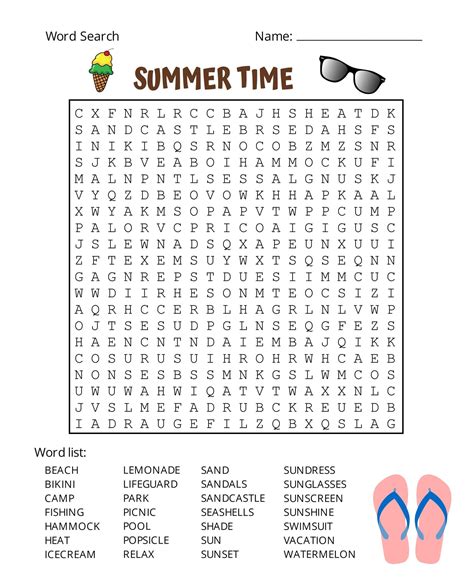 Summer Word Searches Free Printable