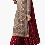 RUDRAPRAYAG Women's Faux Georgette Semi-Stitched Dress Material (Red ...