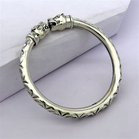 925 sterling silver fabulous cultural trendy lion face stylish kada ...
