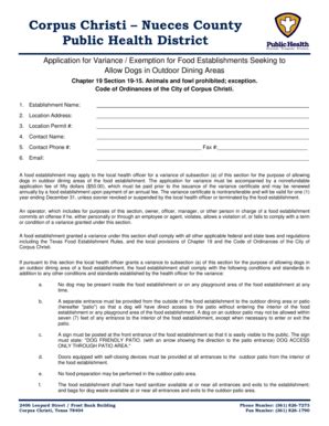 Fillable Online Dog Variance Application Fax Email Print - pdfFiller