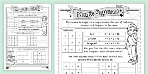 Magic Squares Worksheet / Worksheet, worksheet