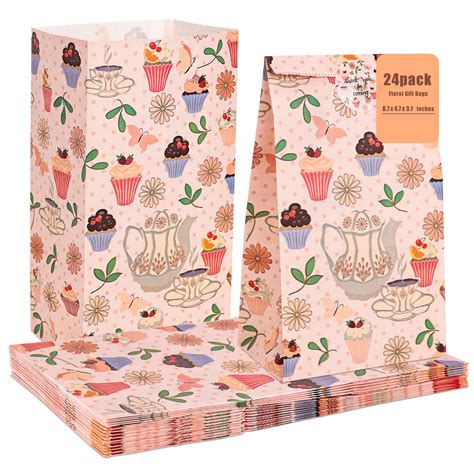 Shindel 24PCS Party Favors Bags, Tea Goodie Bags with Stickers, 4.7" x ...