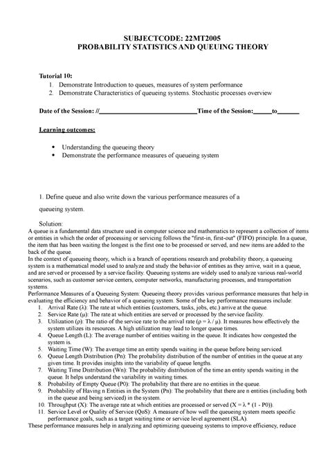 Week10 tutorial - Probability - SUBJECTCODE: 22MT PROBABILITY ...